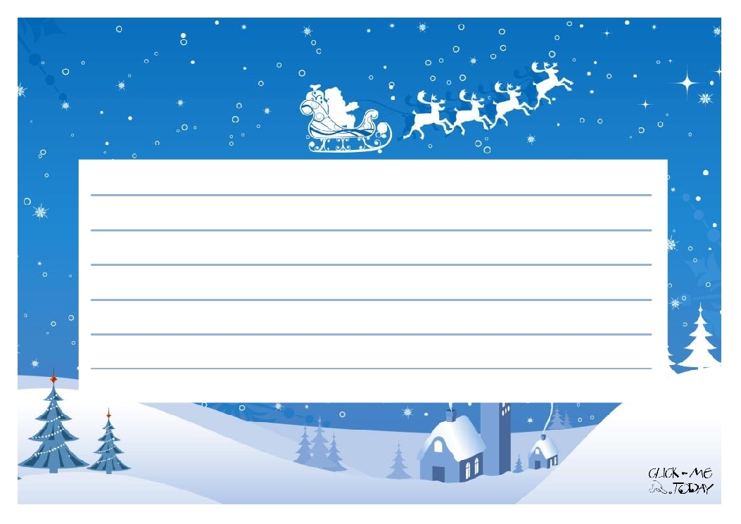 Free letter to Santa paper print out blue night snow sleigh lines 64
